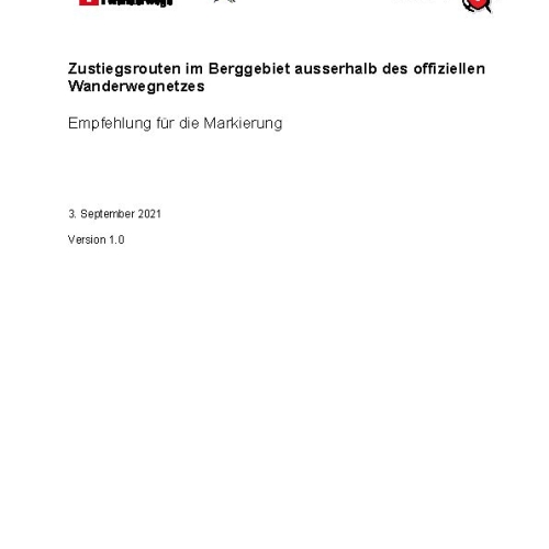 Markierungsempfehlung Zustiegsrouten Berggebiet d