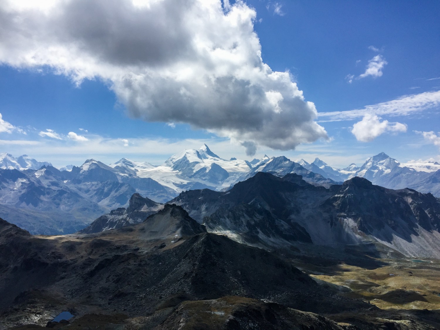 Prachtvolle Aussicht: Der höchste Gipfel ist das Weisshorn, rechts hinten im Bild das Matterhorn. Bilder: Rémy Kappeler