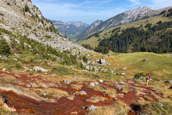 Wanderung zu den roten Quellen im Naturpark Diemtigtal