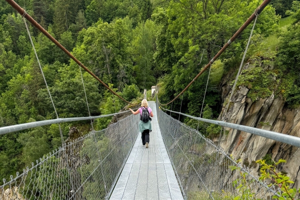 Selves de châtaigniers et pont suspendu