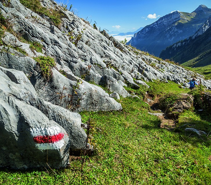 Im Abstieg vom Sattel zum Voralpsee führt der Weg durch Karstfelsen. Bilder: Markus Ruff