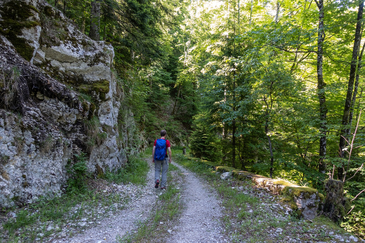 Kurz nach Biaufond: Hier führte der Wanderweg früher auf der Strasse Richtung La Maison Monsieur.