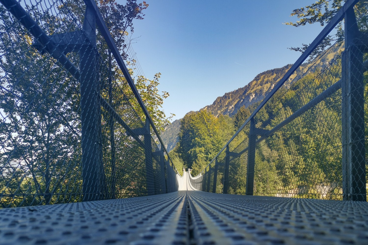 Il faut traverser une passerelle pour atteindre Meielisalp. Photo: Evelyne Zaugg