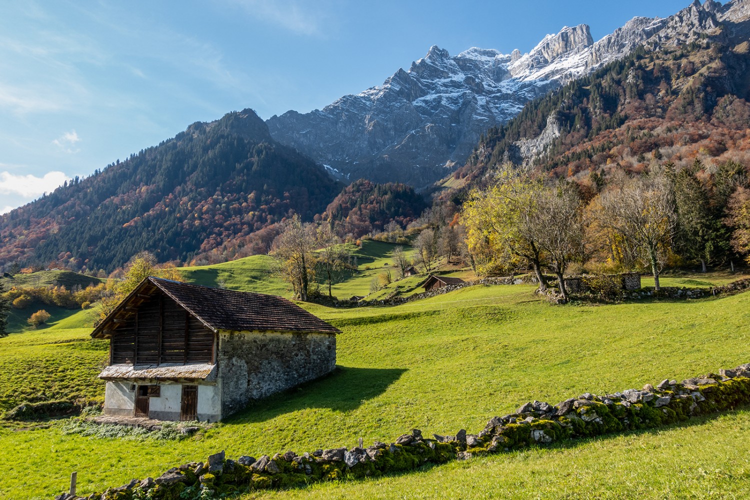 Kurz vor Schwändi, Blick hinauf zum Vrenelisgärtli.