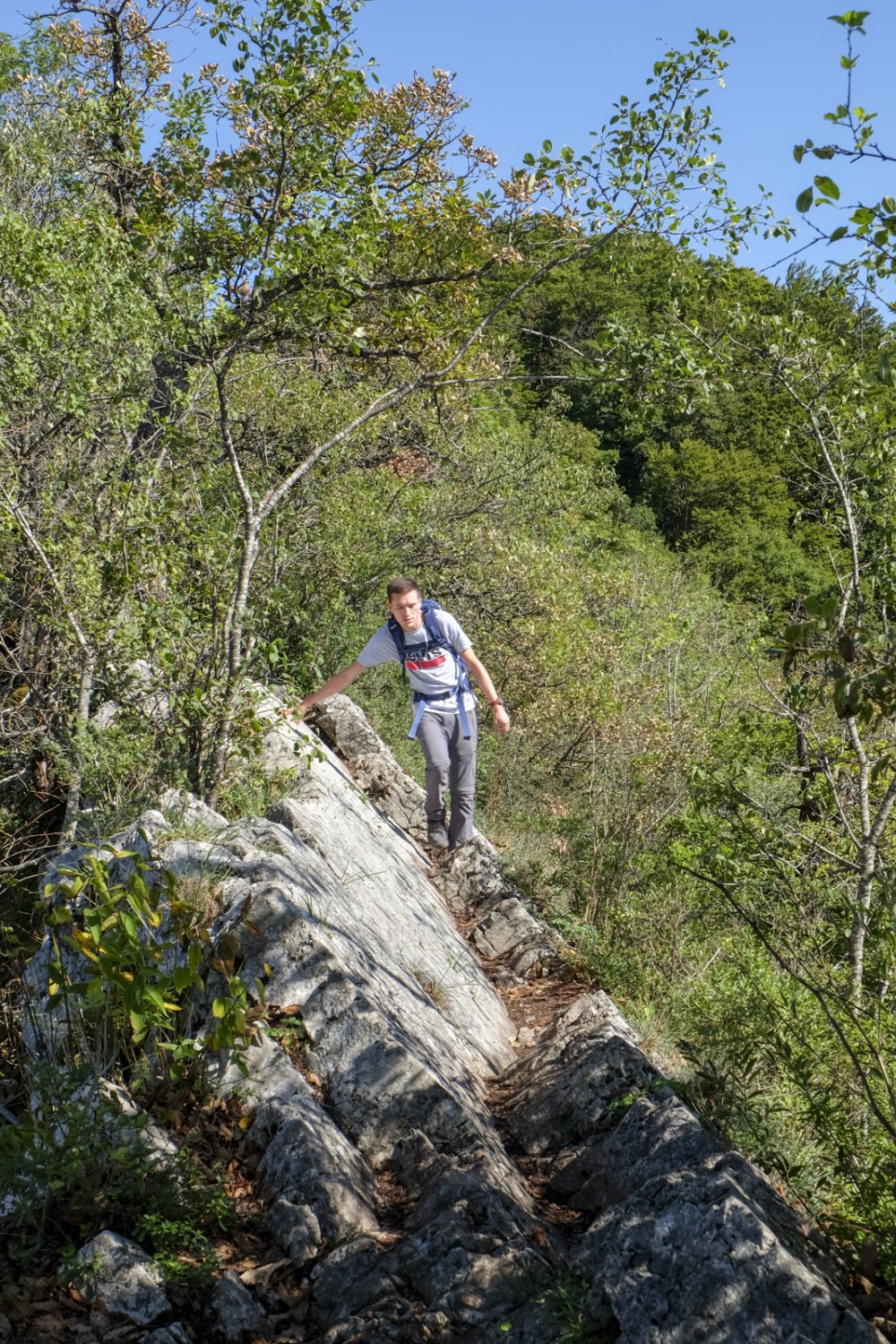 Der Weg führt auf der ganzen Länge schmal über den Grat. Bild: Elsbeth Flüeler