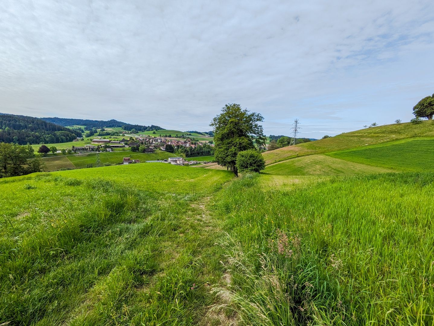 Das Ziel – Dürrenroth – vor Augen, wo die Wanderung endet