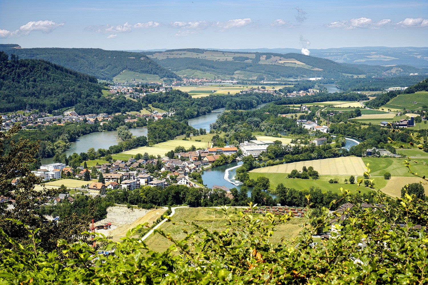 Du Gebenstorfer Horn, vue sur le confluent de l’Aar, la Limmat et la Reuss.