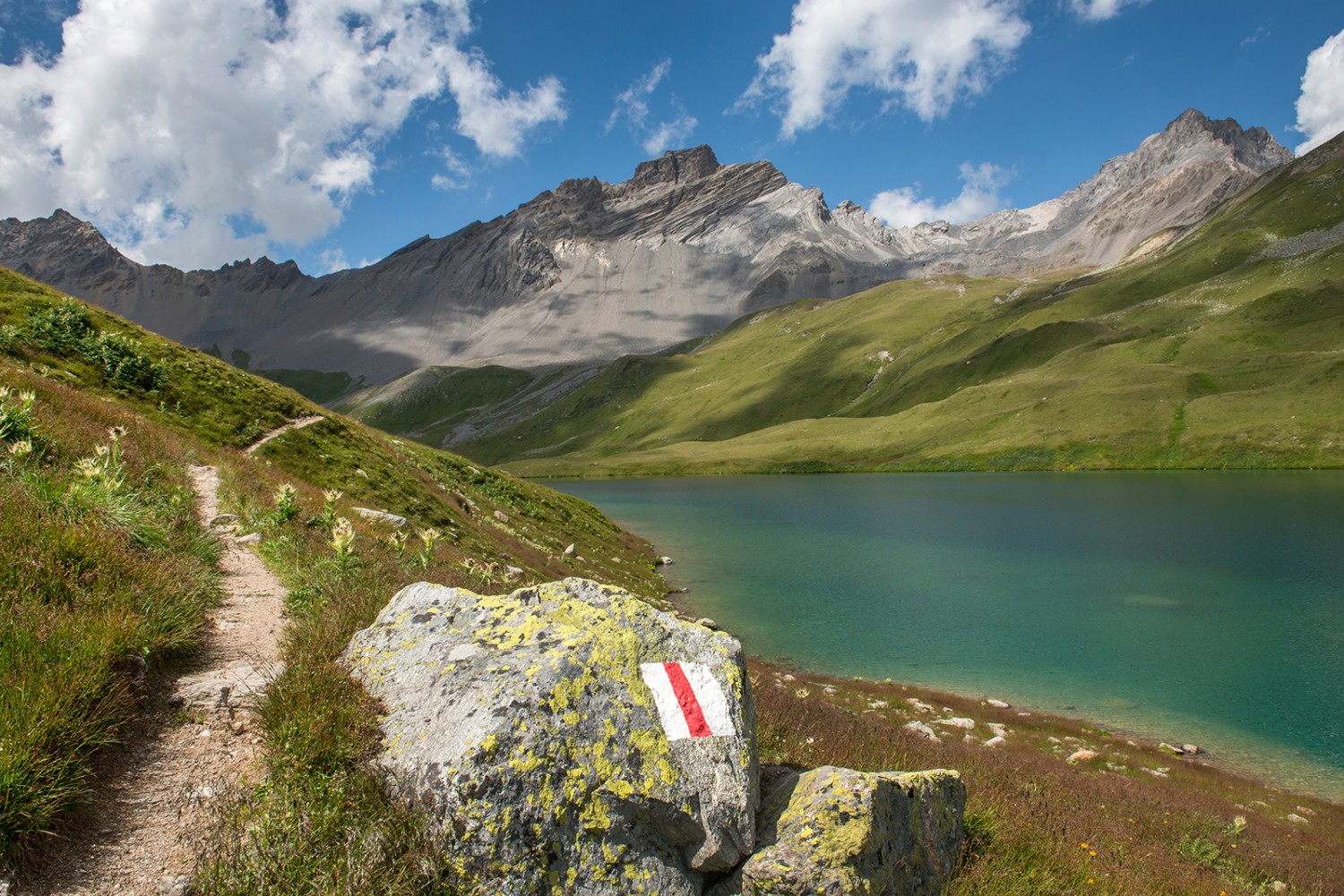 Einsame Wege führen zu einer sommerlichen Erfischung in den Lai da Ravais-ch.