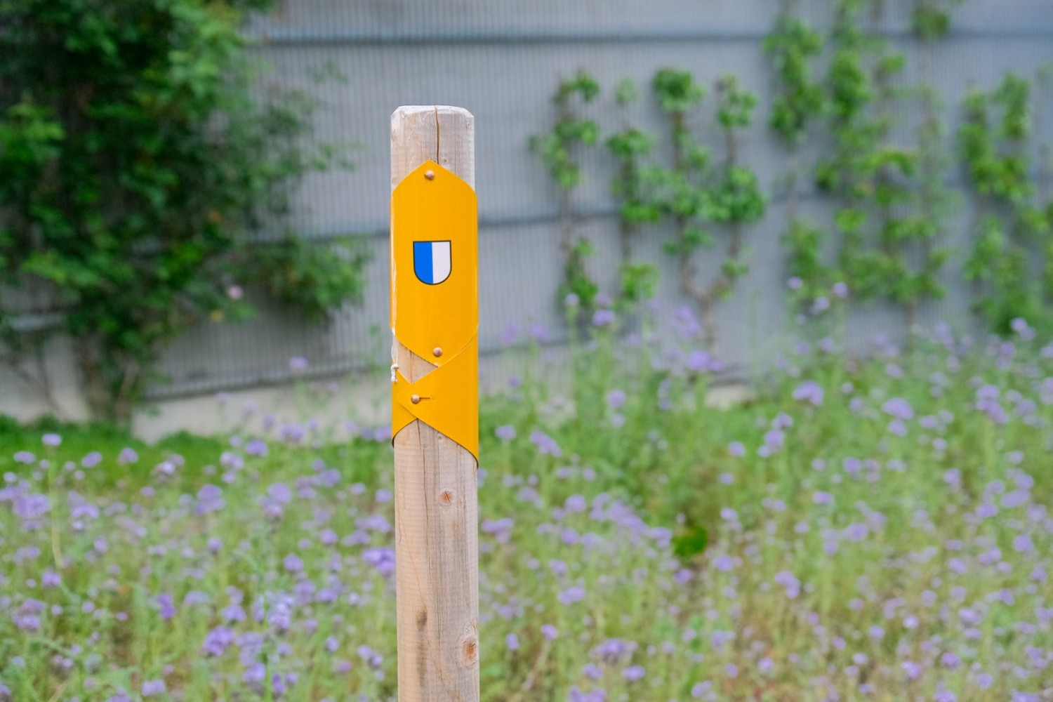 Sorgfältig angebrachte Wanderrhomben der Luzerner Wanderwege signalisieren den Wanderweg.